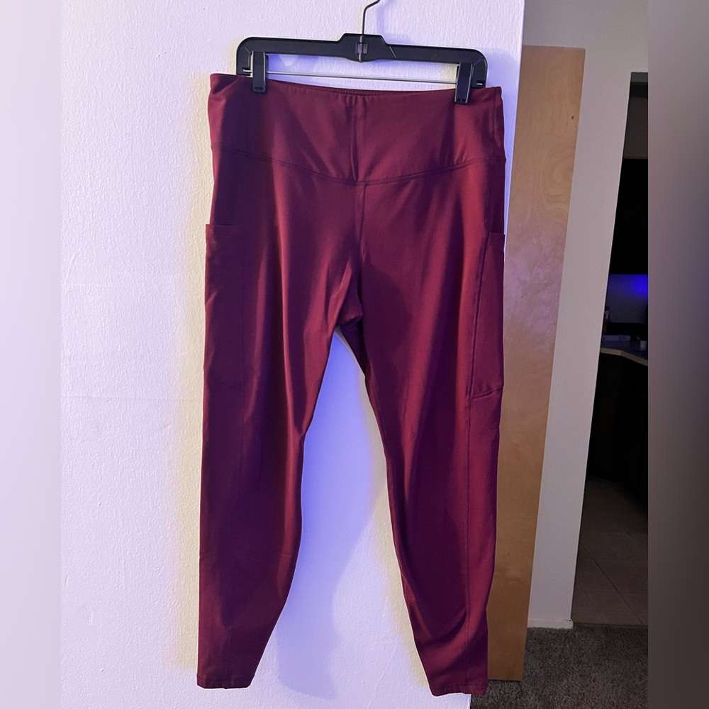 Libian Maroon Fleece Lined Leggings